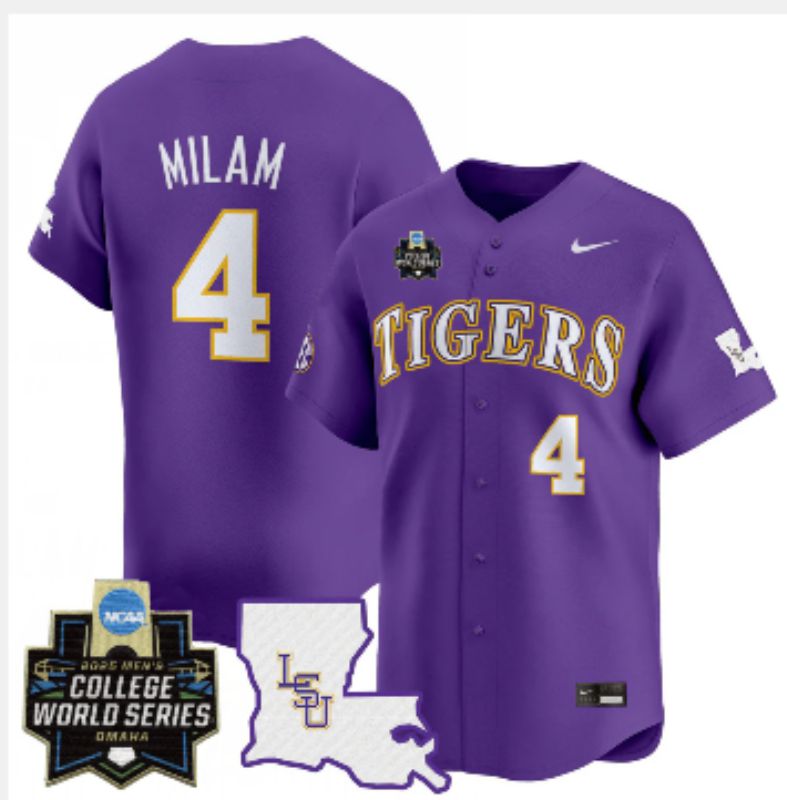 Men 2025 LSU Tigers #4 Milam Purple Joint Name Nike NCAA Jersey style 4->ncaa teams->NCAA Jersey